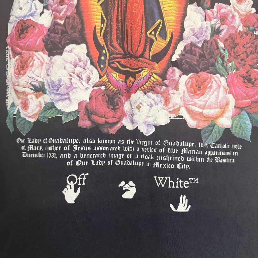 OFF WHITE Our Lady of Guadalupe Graphic Black T-Shirt Medium - Picture 4 of 8